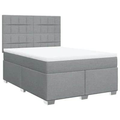 Afbeelding van vidaXL Boxspring met matras stof lichtgrijs 160x200 cm