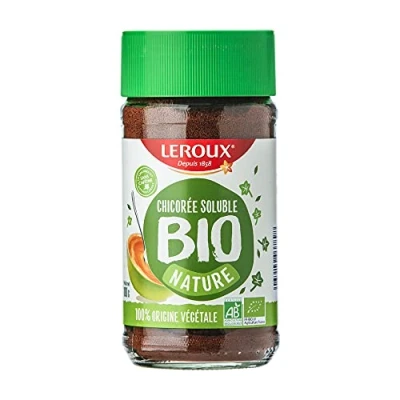Afbeelding van Leroux Biologische Oplosbare Cichorei 100% Plantaardige Herkomst geteeld in Frankrijk Rijk aan Vezels, Zonder Toegevoegde Suiker 100g pot