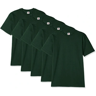 Afbeelding van Fruit of the Loom Super Premium T shirt met korte mouwen voor heren, verpakking van 5 stuks, Fles Groen