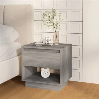 Afbeelding van vidaXL Nachtkastje 45x34x44 cm bewerkt hout grijs sonoma eikenkleurig