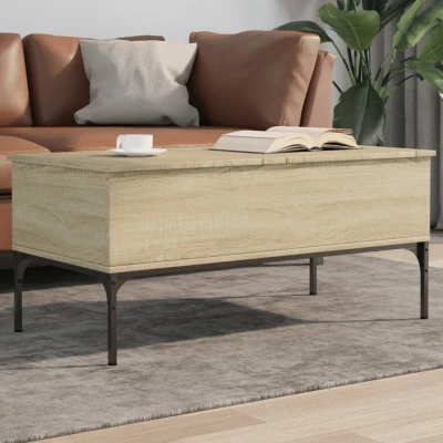 Afbeelding van Salontafel 100x50x45 cm bewerkt hout en metaal sonoma eiken