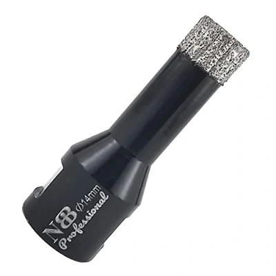 Afbeelding van NBB vacuum gesoldeerde diamantgatzaag met M14, voor professioneel droog of nat boren op hard porselein, keramiek, tegels, graniet, marmer, snel, duurzaam, Haakse Slijper (Dia.14mm)