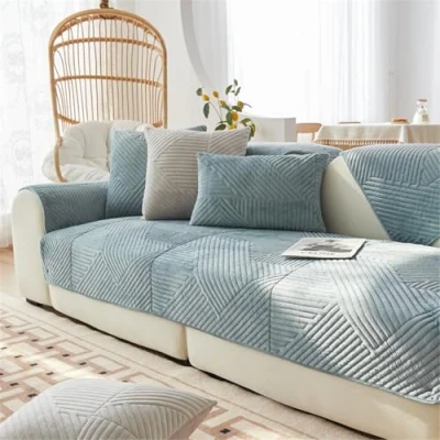 Afbeelding van LINGKY Housse Canapé 1/2/3/4 Places, de Coussin Canapé, d&#039;angle, Universelle Protege Canape, Protection Couvre Antidérapante (Bleu Clair,45x45cm)