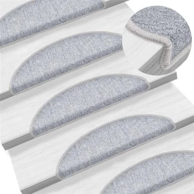 Image de vidaXL Tapis d&#039;escalier 15 pcs Gris clair 56x17x3 cm133879