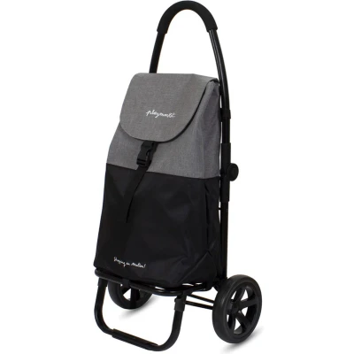 Afbeelding van Playmarket Boodschappentrolley Go Two Compact 46 L inklapbaar Textured Black