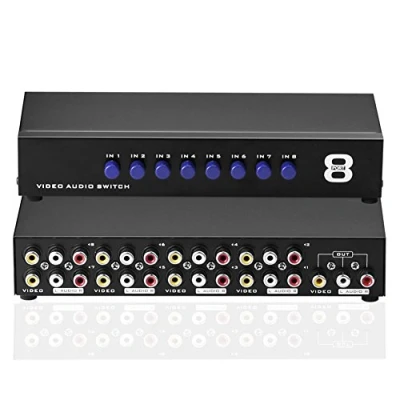 Afbeelding van SIENOC 8 poort ingang 1 video uitgang audio AV RCA Switch Selector Box