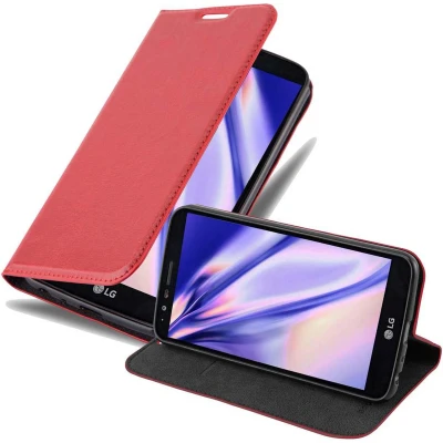 Afbeelding van Cadorabo Hoesje geschikt voor LG STYLUS 3 in APPEL ROOD Beschermhoes met magnetische sluiting, standfunctie en kaartvakje Book Case Cover Etui