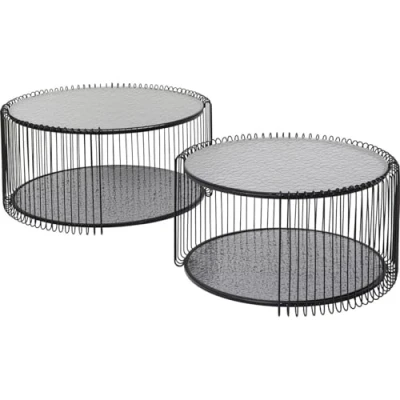 Afbeelding van Salontafel Wire Double Bubble zwart (2/Set) Kare Design