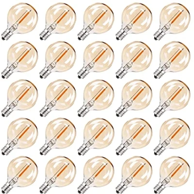 Afbeelding van Hcnew Set van 25 E12 ledlampen, vervanging, Globe, G40, slinger, decoratief, Edison stijl, retrolamp, warmwit, 2200 K, 230 V, stuks