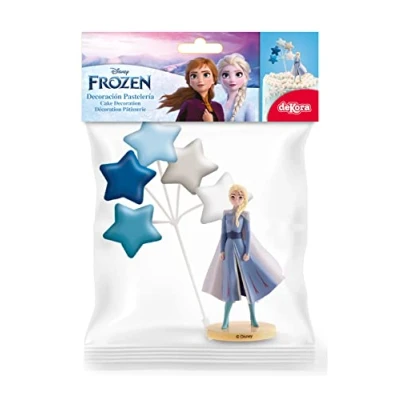 Afbeelding van Dekora IJskoningin set Elsa verjaardagstaartdecoratie 3 delig taartdecoratie of dessert voor kinderen