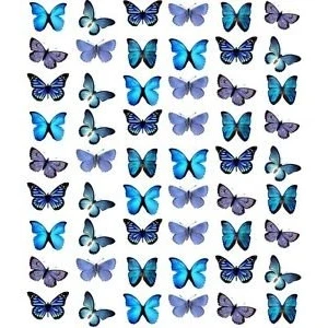 Afbeelding van 54 stuks prachtige eetbare wafelpapier taartdecoraties vlinder blauw