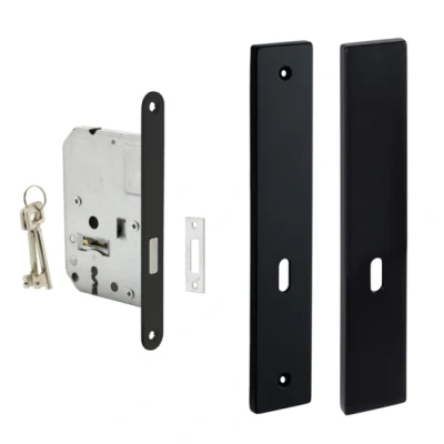 Afbeelding van Eliot schild baardsleutel incl. kastslot met 2 sleutels mat zwart