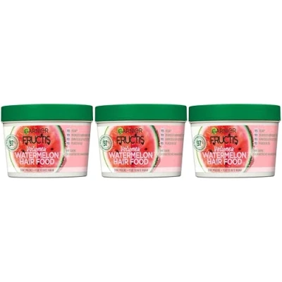 Afbeelding van Garnier Fructis Hairfood Watermelon 3 in 1 hydraterende haarmaskers, ontwart zacht en geeft fijn haar glans, 390 ml