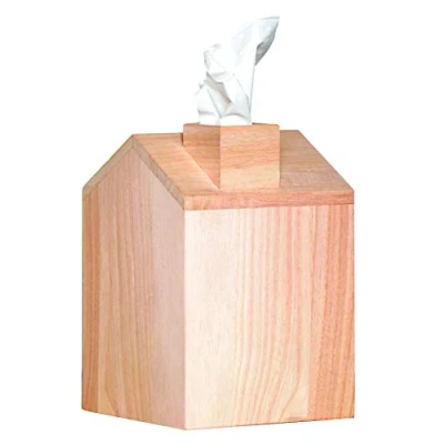 Afbeelding van Artemio Tissuebox van hout, huisvorm, 13 x 19 cm, beige