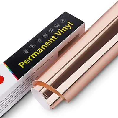 Afbeelding van permanent klevend vinyl, 30,5 cm x 305 cm, vinylrol, waterdicht, voor Cricut, Silhouette Cameo, stickers, decoraties (chroom goud)