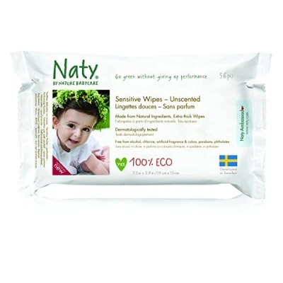 Afbeelding van Naty Billendoekjes Sensitive Ongeparfumeerd 56 stuks