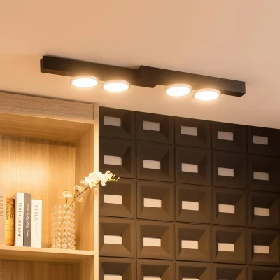 Afbeelding van Lucande plafondlamp 4lichts IJzer, aluminium H: 8.6 cm GU10 zwart Inclusief lichtbronnen