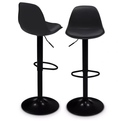Image de Lot de 2 tabourets bar KARL design noir pied