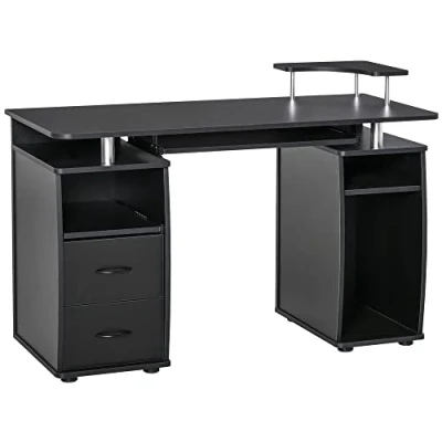 Afbeelding van HOMCOM Multimedia computerbureau, meerdere vakken, 120 x 55 85 cm, zwart