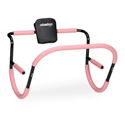 Afbeelding van Relaxdays buikspiertrainer 68,5 x 69 65 cm AB trainer sit ups roze zwart