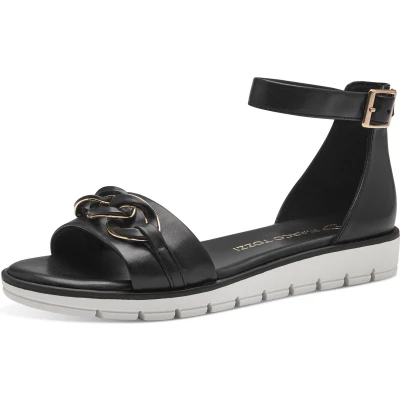 Afbeelding van Marco Tozzi Sandalen met plateauzool, Dames, Maat: 36, Black Hoogwaardig imitatieleer