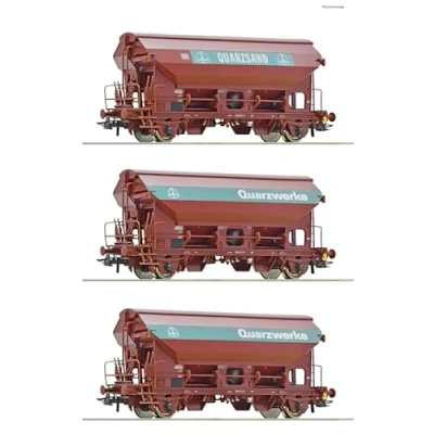 Afbeelding van Roco 77052 H0 3 delige set zwenkdakwagens van de DB