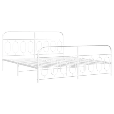 Afbeelding van vidaXL Bedframe met hoofd en voeteneinde metaal wit 193x203 cm