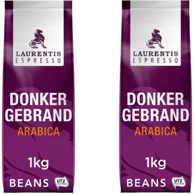 Afbeelding van Laurentis Espresso Koffiebonen Donker Gebrand 2 Zakken van 1 Kilo