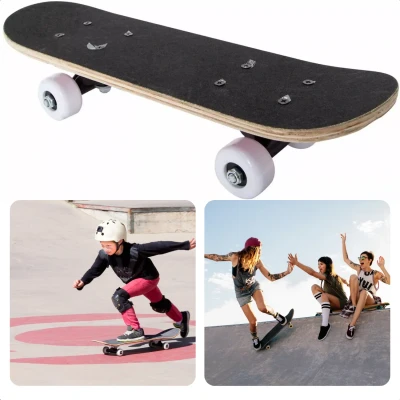 Afbeelding van Cheqo® Klein Skateboard Voor Kinderen Houten Kinder Duurzaam Hout Inclusief EBOOK