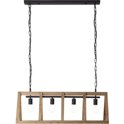 Afbeelding van BRILLIANT Matrix Nature Hanglamp 4 lichts Antiek Hout Zwart Korund Dimbaar