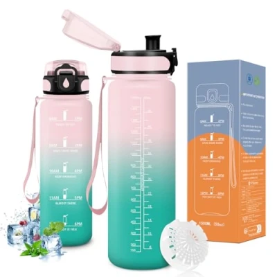 Afbeelding van Vikaster 1,5 liter waterfles, grote geschikt voor koolzuurhoudende dranken, lekvrije drinkfles, sportfles fitness, outdoor