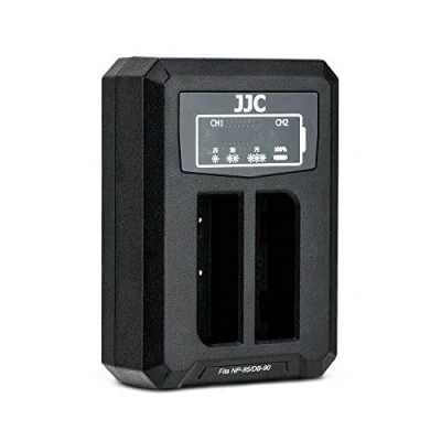 Afbeelding van JJC USB dual lader, acculader voor Fujifilm Finepix X100T, X100S, X100, X30, X S1, F31fd, Real 3D W1 camera&#039;s en Ricoh GXR systeemcamera NP 95 DB 90
