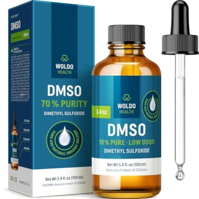 Afbeelding van DMSO 70% met gedemineraliseerd water 30% glazen fles 95,8 g druppelaar