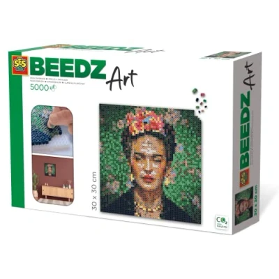 Afbeelding van SES Beedz Art Frida Kahlo 5000 strijkkralen kunstwerk van complete set met grondplaten en strijkvel