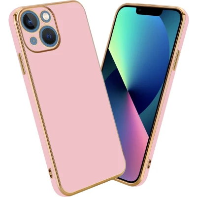 Afbeelding van Cadorabo Hoesje geschikt voor Apple iPhone 13 in Glossy Roze Goud Beschermhoes Case Cover van flexibel TPU silicone en met camerabescherming