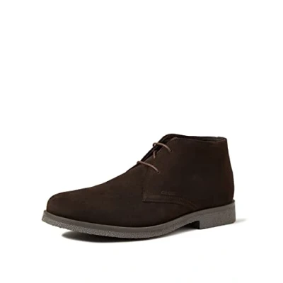 Afbeelding van Geox UOMO Claudio Sportieve veterschoenen, Heren, Maat: 46, Dk coffee c6024 Veloursleer