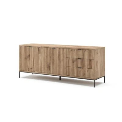 Afbeelding van Vicco TV meubel Eliza, Viking Eik, 150.1 x 60 cm met 3 laden, 2 deuren