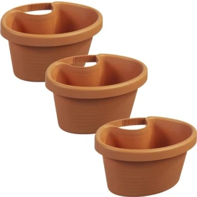 Afbeelding van Bloempot voor Regenpijp Set van 3 stuks 27 x 23 14 cm Teracotta