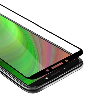 Afbeelding van Cadorabo Screenprotector geschikt voor Motorola MOTO E5 PLUS Volledig scherm pantserfolie Beschermfolie in TRANSPARANT met ZWART Gehard (Tempered) display beschermglas 9H hardheid 3D Touch