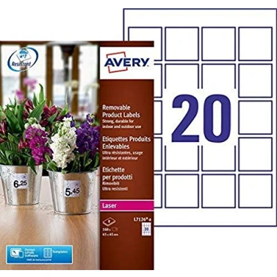 Afbeelding van AVERY Verpakking met 160 zelfklevende en verwijderbare etiketten van polyester, personaliseerbaar, bedrukbaar, formaat 45 x mm, laserdruk, (L7126 8)