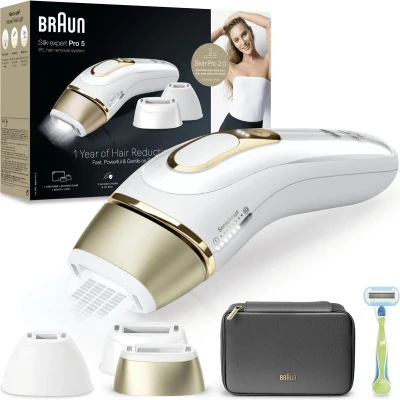 Afbeelding van Braun IPL Ontharingsapparaat Silk expert Pro 5 ontharing voor thuis Etui Venus scheersysteem 3 koppen PL5242