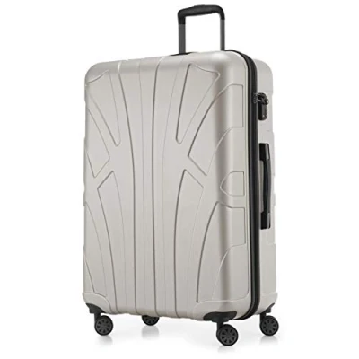 Afbeelding van SUITLINE Koffer met wielen, harde schaal volumeverlenging, TSA vergrendeling, ABS, mat, 4 rubberen dubbele Mat wit, 76 cm