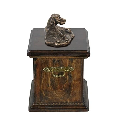 Afbeelding van Elegante urn hond voor de as van een Engelse Setter met beeldje
