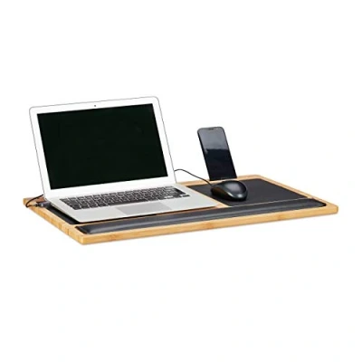 Afbeelding van Relaxdays laptoptafel schoot schoottafel bedtafel laptopstandaard bamboe knietafel