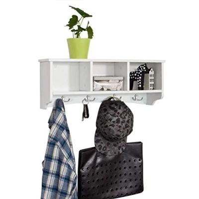 Afbeelding van SoBuy® FRG48 W Wandkapstok, hangkast, badkamerkast, met 4 haken, wit, B 60 cm