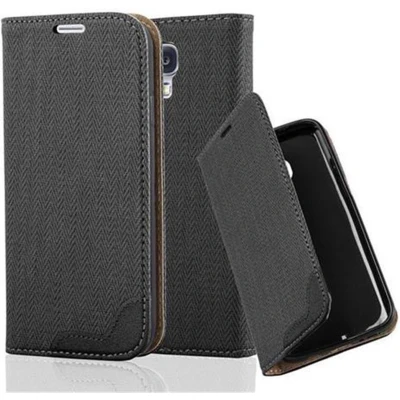 Afbeelding van Cadorabo Hoesje geschikt voor Samsung Galaxy S4 in EBONY ZWART Beschermhoes met standfunctie en kaartvak bastlook Book Case Cover Etui