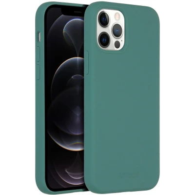 Afbeelding van Accezz Hoesje Geschikt voor iPhone 12 Pro / Siliconen Liquid Silicone Backcover MagSafe Donkergroen