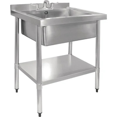 Afbeelding van Vogue RVS spoeltafel enkele spoelbak met onderblad 75x60cm