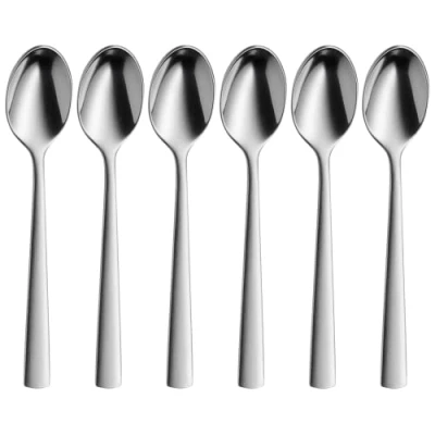 Image de WMF 1158966330 Lot de 6 Cuillère à Expresso Cromargan Protêt, Acier Inoxydable, Argent, 18.5 x 13.5 2.5 cm