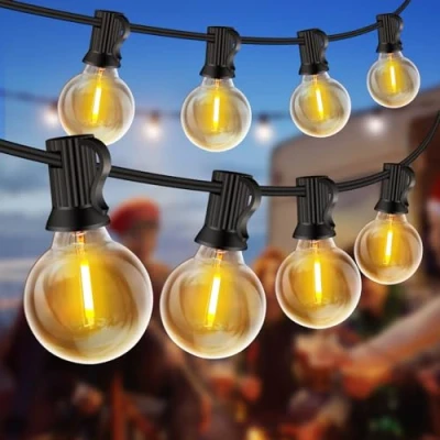 Afbeelding van ZYRIVON Lichtsnoer voor buiten, 20 m, 30 + 2 lampen, onbreekbaar, waterdicht, aansluitbaar, warmwit, plug &amp; play, binnen, tuin, balkon, huis, bruiloft, feest, Kerstmis